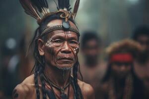 retrato do indígena tribo cara. nativo americano pessoas. generativo ai foto