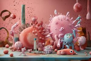 macro tiro do vírus células. pandemia infecção conceito. generativo ai foto