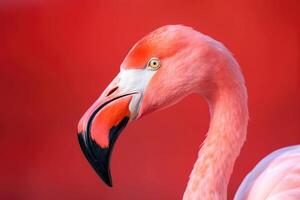 fechar acima retrato do flamingo pássaro em pastel colori fundo. generativo ai foto