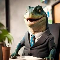 iguana vestem vestido uma homem de negocios ai gerado foto