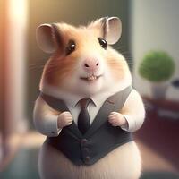 hamster vestem vestido uma homem de negocios ai gerado foto