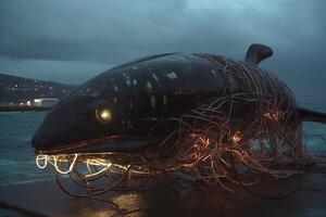 fios cyber baleia ilustração generativo ai foto