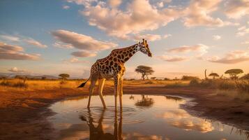 girafa natural fundo. ilustração ai generativo foto