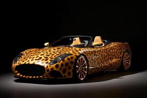 jaguar pele luxo futurista conversível esporte carro ilustração generativo ai foto