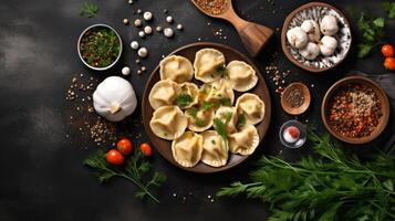 tradicional russo dumplings. ilustração ai generativo foto