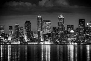 Seattle noite dentro Preto e branco foto