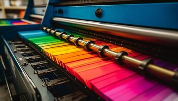 musical criatividade dentro Educação uma colorida coleção do instrumentos em escrivaninha gerado de ai foto