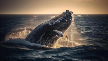 corcunda baleia espirrando dentro azul mar, beleza dentro natureza movimento gerado de ai foto