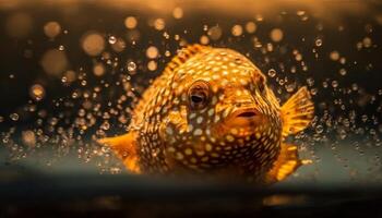 1 amarelo peixe natação dentro uma tropical recife embaixo da agua gerado de ai foto