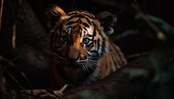 Bengala tigre encarando com agressão, beleza dentro natureza tranquilidade gerado de ai foto