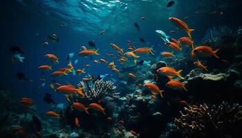 vibrante embaixo da agua panorama vitrines beleza dentro natureza aquático animais gerado de ai foto