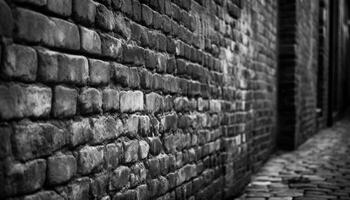 velho tijolo paredes dentro uma linha, texturizado grunge Projeto história generativo ai foto