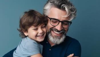 multi geração família sorridente, segurando pequeno Neto, amor e união gerado de ai foto