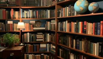 abundância do literatura dentro velho formado biblioteca para costas para escola gerado de ai foto