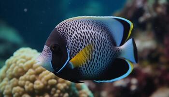 peixe dentro uma colorida coral recife, natação dentro harmonia gerado de ai foto