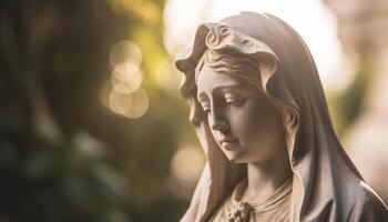 iluminado pelo sol estátua do Cristo, símbolo do cristandade duradouro amor gerado de ai foto