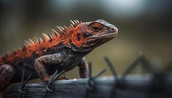 multi colori iguana empoleirar-se em ramo dentro tropical floresta tropical gerado de ai foto