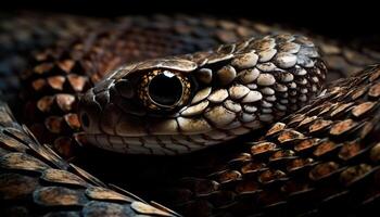 venenoso víbora espiral padronizar em pele de cobra, uma perigoso réptil gerado de ai foto