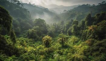 tranquilo bali Prado, montanha faixa, azul céu, fresco verde crescimento gerado de ai foto