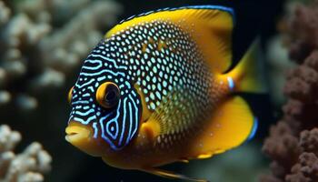 vibrante palhaço peixe nadar dentro uma multi colori coral recife paraíso gerado de ai foto