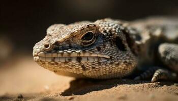 ameaçadas de extinção iguana em repouso em filial, olhando às Câmera ao ar livre gerado de ai foto