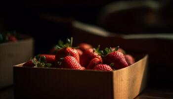 suculento baga fruta dentro rústico recipiente, perfeito verão refresco beber gerado de ai foto