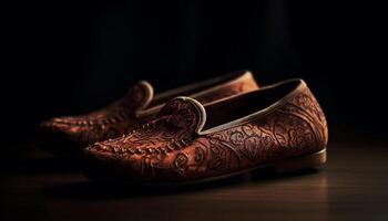 brilhante couro vestir sapato, uma símbolo do homens formal elegância gerado de ai foto