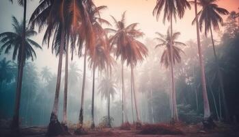 tranquilo cena do uma tropical floresta tropical às alvorecer, beleza dentro natureza gerado de ai foto