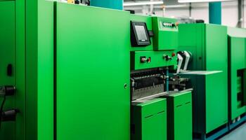 automatizado fabricação equipamento controles Produção linha dentro futurista fábrica gerado de ai foto