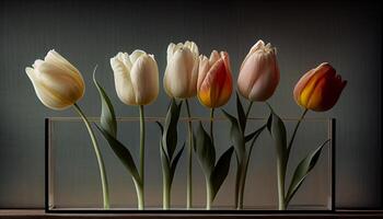 primavera ramalhete do multi colori tulipas dentro Prado gerado de ai foto