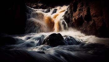 natureza fluxos com molhado, borrado movimento cachoeiras gerado de ai foto