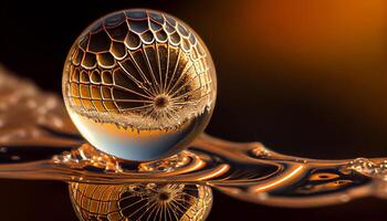 esfera decoração com ouro padronizar e reflexão gerado de ai foto