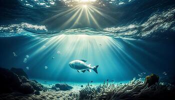 peixe natação submarino natureza cena , generativo ai foto