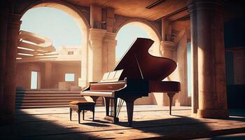 velho piano em majestoso clássico construção , generativo ai foto