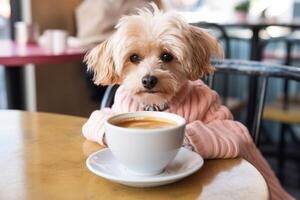 cachorro dentro real vida, feliz momento com animal ai generativo foto