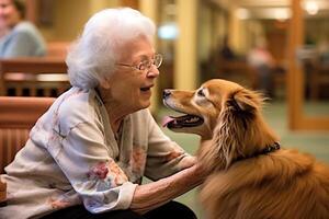 cachorro dentro real vida, feliz momento com animal ai generativo foto