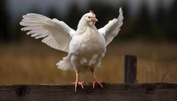 espalhar asas do galo dentro rural cena gerado de ai foto