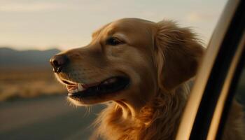 dourado retriever cachorro sentado dentro natureza beleza gerado de ai foto