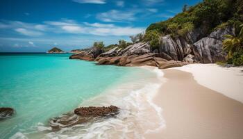 idílico caribe litoral, uma turista céu gerado de ai foto