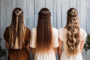 estoque foto do penteados para grandes cabelo Veja Formato costas fotografia ai gerado