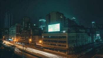 cidade Horizonte brilha dentro borrado movimento borrão gerado de ai foto