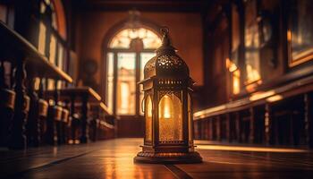 antigo lanternas luz a religioso arquitetura belas gerado de ai foto