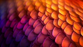 vibrante colori penas dentro uma macro fechar acima gerado de ai foto