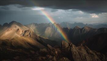 majestoso pico carrinhos alto, arco Iris depois de a tempestade gerado de ai foto