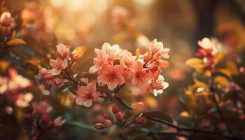 romântico cereja Flor Prado dentro cheio flor gerado de ai foto