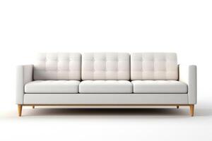 estoque foto do 3d moderno sofá em uma branco fundo generativo ai
