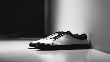 moderno elegância Preto couro Esportes sapatos brilho gerado de ai foto