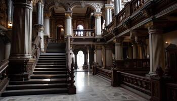 Escadaria conduz para altar do antigo catedral gerado de ai foto