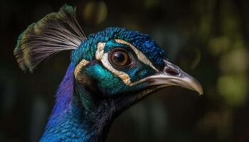 majestoso pavão monitores vibrante elegância dentro natureza beleza gerado de ai foto
