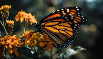 colorida borboleta asa dentro vibrante amarelo e laranja gerado de ai foto